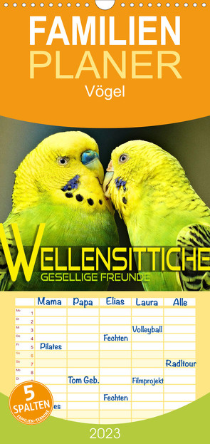 Familienplaner Wellensittiche – gesellige Freunde (Wandkalender 2023 , 21 cm x 45 cm, hoch) von Utz,  Renate