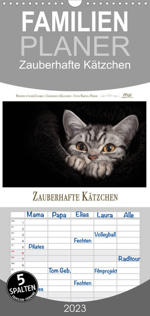 Familienplaner Zauberhafte Kätzchen (Wandkalender 2023 , 21 cm x 45 cm, hoch) von Wrede,  Martina