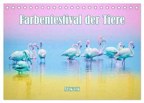 Farbenfestival der Tiere – Artwork (Tischkalender 2024 DIN A5 quer), CALVENDO Monatskalender von Brunner-Klaus,  Liselotte