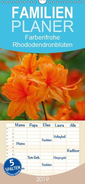 Farbenfrohe Rhododendronblüten – Familienplaner hoch (Wandkalender 2019 , 21 cm x 45 cm, hoch) von kattobello