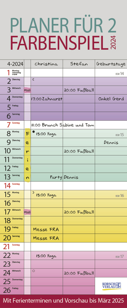 Farbenspiel – Planer für 2 2024 von Korsch Verlag