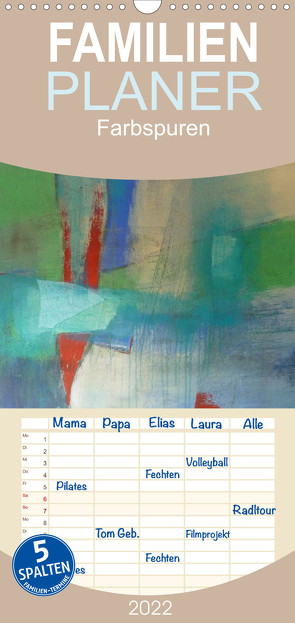 Familienplaner Farbspuren – Kunstkalender (Wandkalender 2022 , 21 cm x 45 cm, hoch) von Tomasch,  Susanne