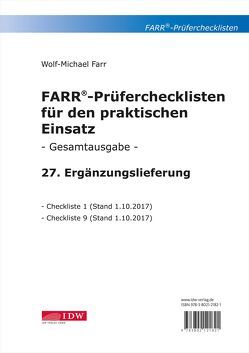 FARR Prüferchecklisten für den praktischen Einsatz von Farr,  Wolf-Michael