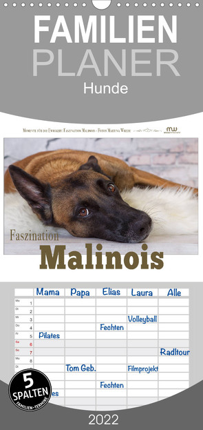 Familienplaner Faszination Malinois (Wandkalender 2022 , 21 cm x 45 cm, hoch) von Wrede,  Martina