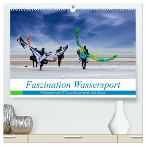 Faszination Wassersport – Windsurfen und Kitesurfen an Nord- und Ostsee (hochwertiger Premium Wandkalender 2024 DIN A2 quer), Kunstdruck in Hochglanz von Falke,  Manuela