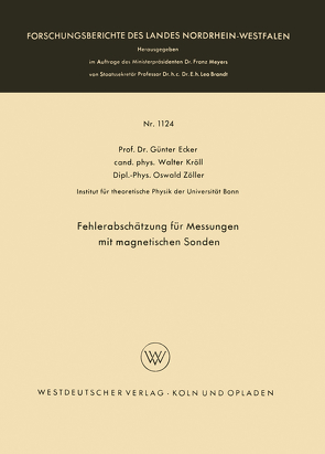 Fehlerabschätzung für Messungen mit magnetischen Sonden von Ecker,  Günter