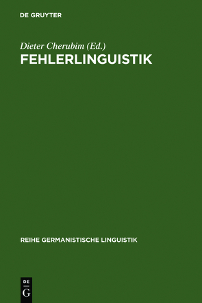 Fehlerlinguistik von Cherubim,  Dieter