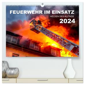 FEUERWEHR IM EINSATZ (hochwertiger Premium Wandkalender 2024 DIN A2 quer), Kunstdruck in Hochglanz von CONNECT 112 Marcus Heinz,  MH