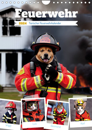 Feuerwehr – Tierischer Feuerwehrkalender (Wandkalender 2024 DIN A4 hoch), CALVENDO Monatskalender von Siebler-Ferry,  Silvia