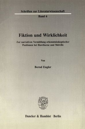 Fiktion und Wirklichkeit. von Engler,  Bernd