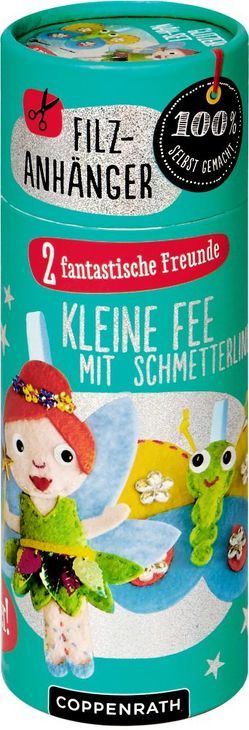 Filzanhänger: Kleine Fee mit Schmetterling