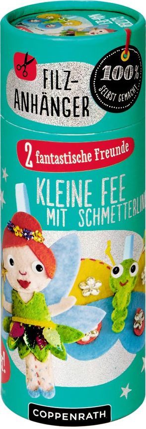 Filzanhänger: Kleine Fee mit Schmetterling