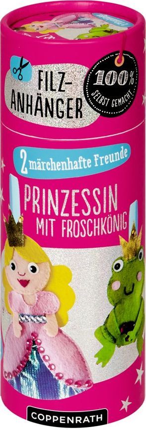 Filzanhänger: Kleine Prinzessin mit Froschkönig