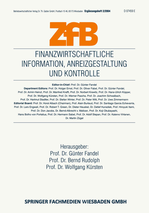 Finanzwirtschaftliche Information, Anreizgestaltung und Kontrolle von Fandel,  Günter, Kürsten,  Wolfgang, Rudolph,  Bernd