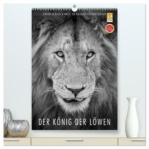 FineArt in Black and White: Der König der Löwen (hochwertiger Premium Wandkalender 2024 DIN A2 hoch), Kunstdruck in Hochglanz von Gerlach,  Ingo