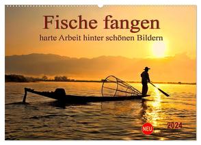 Fische fangen – harte Arbeit hinter schönen Bildern (Wandkalender 2024 DIN A2 quer), CALVENDO Monatskalender von Roder,  Peter