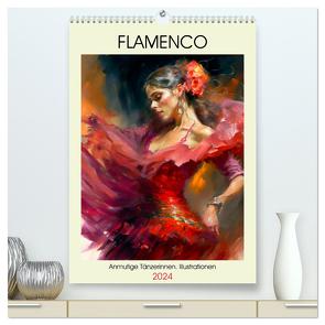 Flamenco. Anmutige Tänzerinnen. Illustrationen (hochwertiger Premium Wandkalender 2024 DIN A2 hoch), Kunstdruck in Hochglanz von Hurley,  Rose