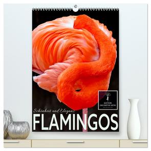 Flamingos – Eleganz und Schönheit (hochwertiger Premium Wandkalender 2024 DIN A2 hoch), Kunstdruck in Hochglanz von Roder,  Peter