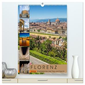 FLORENZ Impressionen bei Tag und Nacht (hochwertiger Premium Wandkalender 2024 DIN A2 hoch), Kunstdruck in Hochglanz von Viola,  Melanie