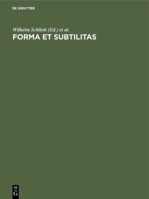 Forma et subtilitas von Schlink,  Wilhelm, Sperlich,  Martin