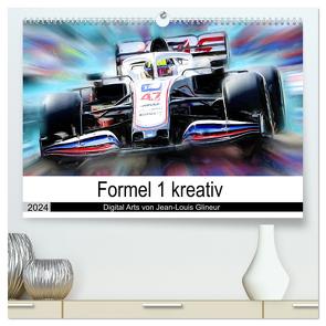 Formel 1 kreativ – Digital Art von Jean-Louis Glineur (hochwertiger Premium Wandkalender 2024 DIN A2 quer), Kunstdruck in Hochglanz von Glineur,  Jean-Louis