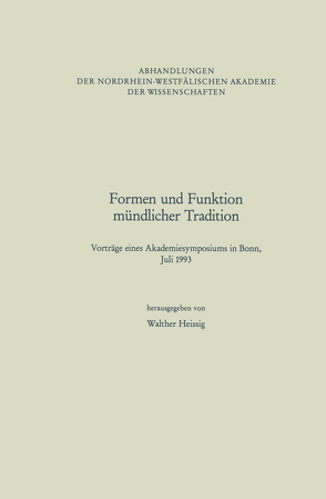 Formen und Funktion mündlicher Tradition von Heissig,  Walther