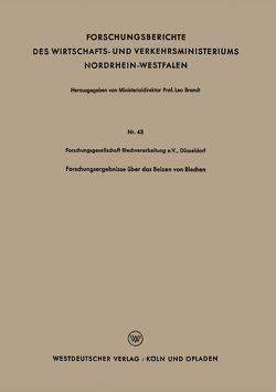 Forschungsergebnisse über das Beizen von Blechen von Forschungsgesellschaft Blechverarbeitung,  Düsseldorf