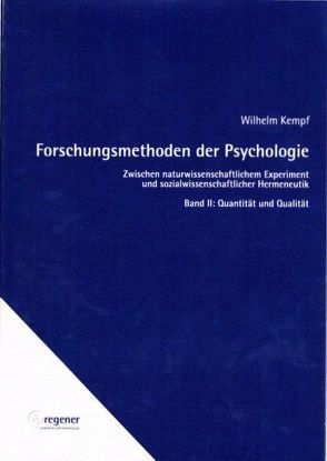 Forschungsmethoden der Psychologie von Kempf,  Wilhelm