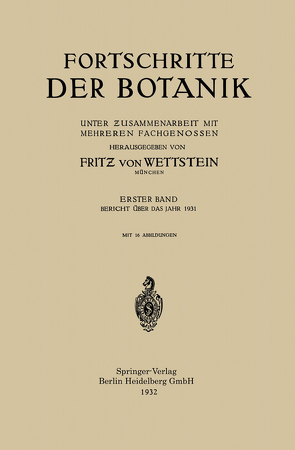 Fortschritte der Botanik von v. Wettstein,  Fritz