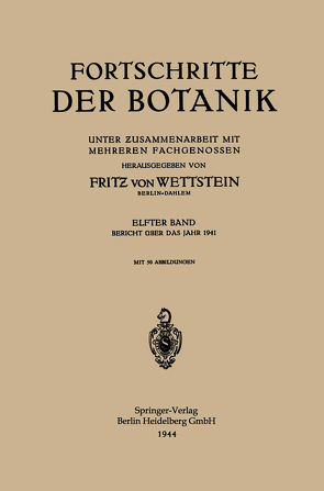 Fortschritte der Botanik von von Wettstein,  Fritz