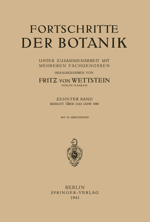 Fortschritte der Botanik von Wettstein,  Fritz von