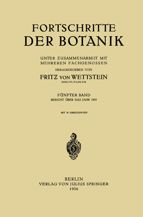Fortschritte der Botanik von Wettstein,  Fritz von