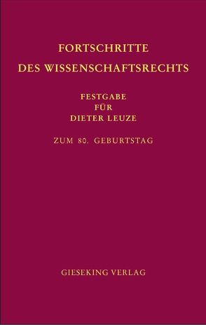 Fortschritte des Wissenschaftsrechts von Anderbrügge, Epping, Palme,  Pallme, Peters