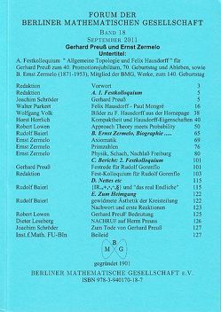 Forum der Berliner Mathematischen Gesellschaft / Gerhard Preuß und Ernst Zermelo; Festkolloquium: Allgemeine Topologie und Felix Hausdorff … von Baierl,  Rudolf, Klews,  Michael E, Purkert,  Walter, Schroeder,  Joachim, Volk,  Wolfgang