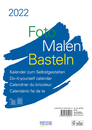 Foto-Malen-Basteln Bastelkalender A4 weiß 2022 von Korsch Verlag