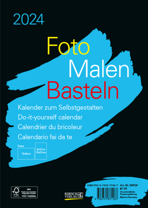 Foto-Malen-Basteln Bastelkalender A5 schwarz 2024 von Korsch Verlag