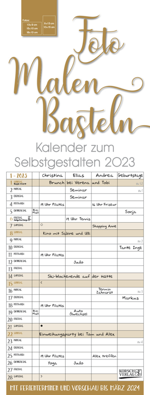 Foto-Malen-Basteln Familientimer gold 2023 von Korsch Verlag