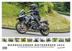 Foto-Wandkalender Motorräder 2022 A3 quer mit Feiertagen für Deutschland, Östereich und die Schweiz – Mit Platz für Notizen