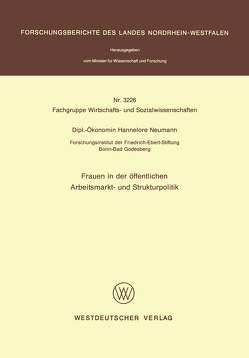 Frauen in der öffentlichen Arbeitsmarkt- und Strukturpolitik von Neumann,  Hannelore