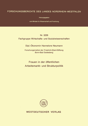 Frauen in der öffentlichen Arbeitsmarkt- und Strukturpolitik von Neumann,  Hannelore