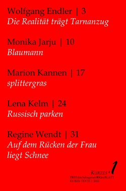 FREEdrichshagener KleeBLATT / KURZES von Endler,  Wolfgang, Jarju,  Monika, Kannen,  Marion, Kelm,  Lena, Wendt,  Regine