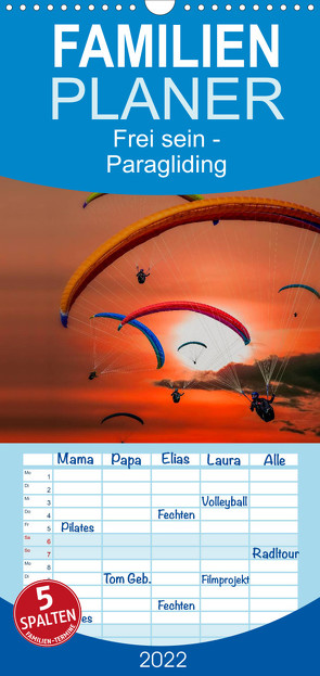 Familienplaner Frei sein – Paragliding (Wandkalender 2022 , 21 cm x 45 cm, hoch) von Roder,  Peter