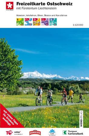 Freizeitkarte Ostschweiz mit Fürstentum Liechtenstein von Ostschweiz Tourismus, Regionalbahn THURBO