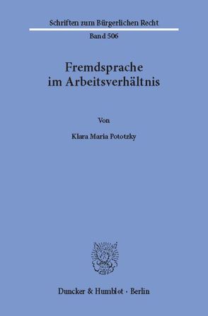 Fremdsprache im Arbeitsverhältnis. von Pototzky,  Klara Maria