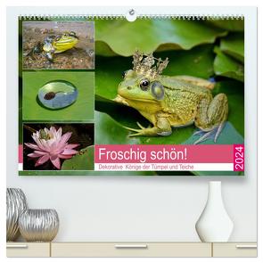 Froschig schön! Dekorative Könige der Tümpel und Teiche (hochwertiger Premium Wandkalender 2024 DIN A2 quer), Kunstdruck in Hochglanz von Hurley,  Rose