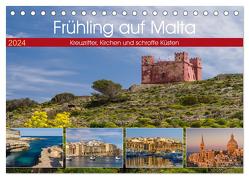 Frühling auf Malta – Kreuzritter, Kirchen und schroffe Küsten (Tischkalender 2024 DIN A5 quer), CALVENDO Monatskalender von Caccia,  Enrico