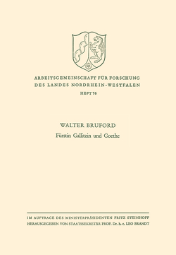 Fürstin Gallitzin und Goethe von Bruford,  Walter Horace