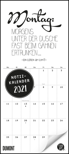 Funi Smart Art Notizkalender 2021 – Planer – Funny Quotes, Sprüche – Format 22 x 49,5 cm