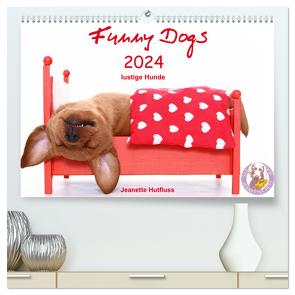 Funny Dogs (hochwertiger Premium Wandkalender 2024 DIN A2 quer), Kunstdruck in Hochglanz von Hutfluss,  Jeanette