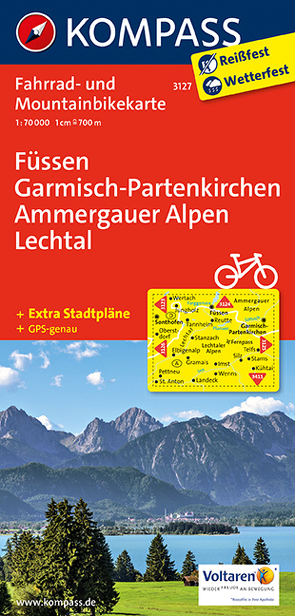 KOMPASS Fahrradkarte Füssen – Garmisch-Partenkirchen – Ammergauer Alpen – Lechtal von KOMPASS-Karten GmbH